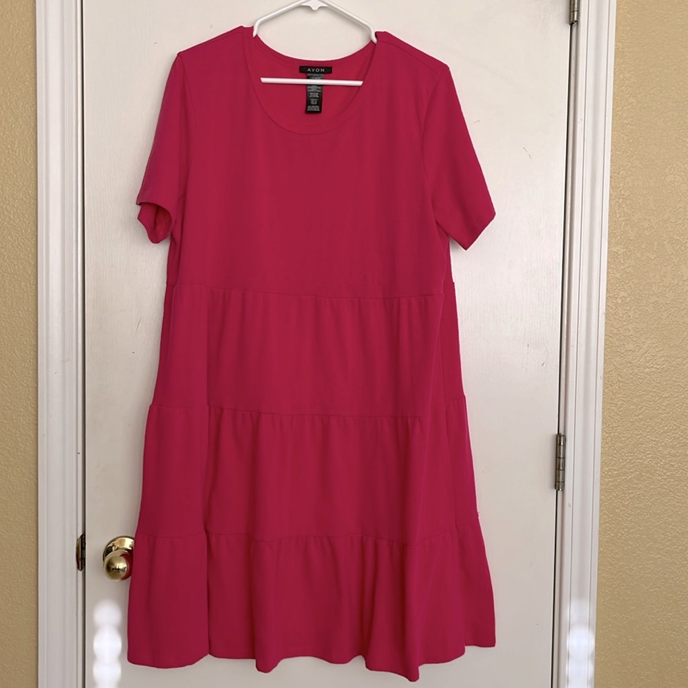 Avon Pink Three-Tiered Shift Dress Size XL